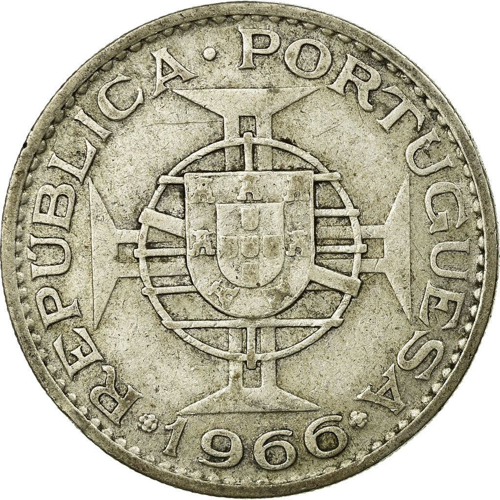 Coin, Mozambique, 20 Escudos, 1966, EF(40-45), Silver, KM:80a