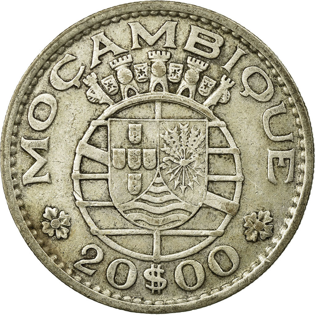 Coin, Mozambique, 20 Escudos, 1966, EF(40-45), Silver, KM:80a