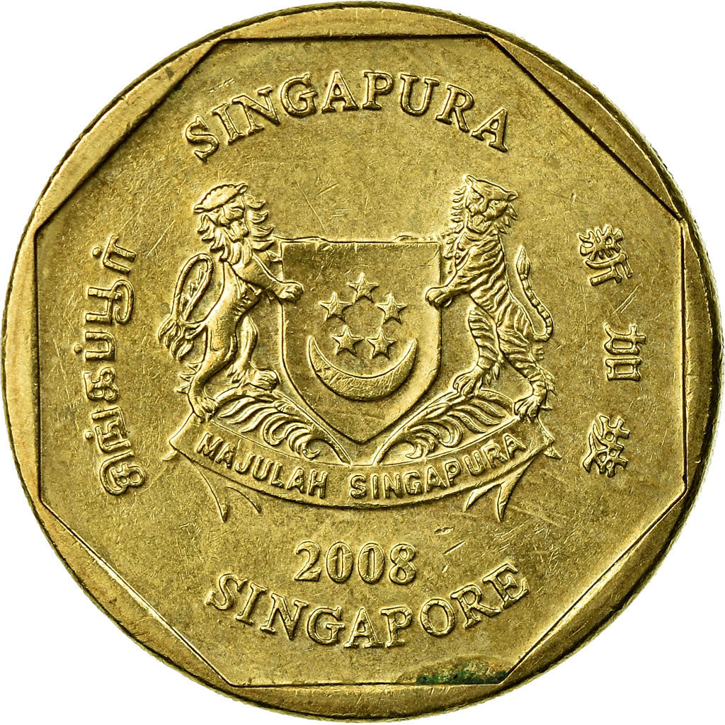 Coin, Singapore, Dollar, 2008, Singapore Mint, EF(40-45), Aluminum-Bronze