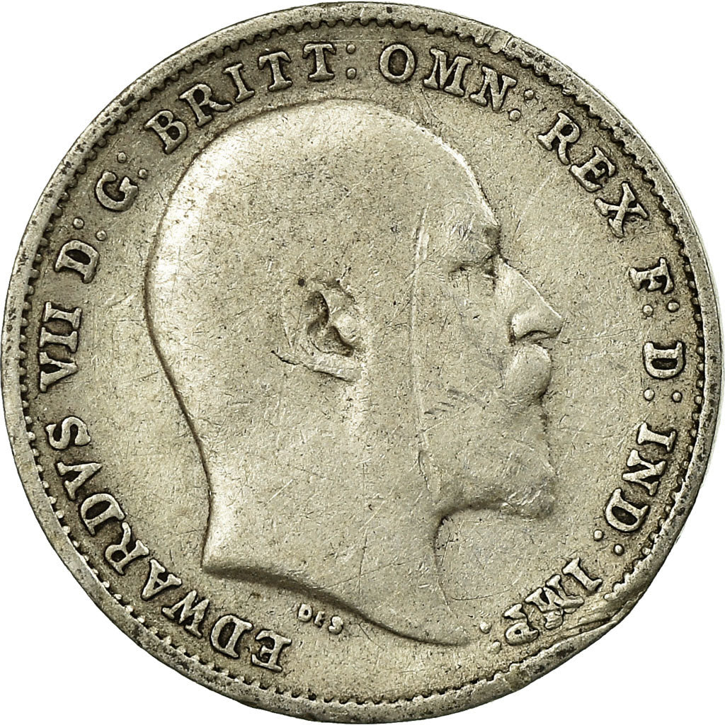 Coin, Great Britain, Edward VII, 3 Pence, 1910, VF(20-25), Silver, KM:797.2