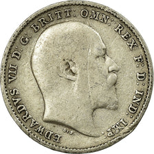 Coin, Great Britain, Edward VII, 3 Pence, 1910, VF(20-25), Silver, KM:797.2