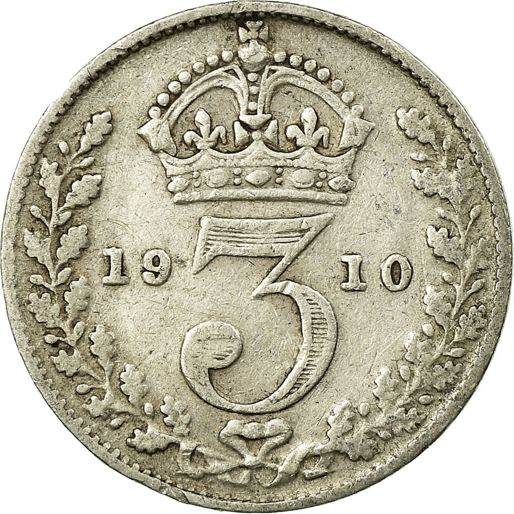 Coin, Great Britain, Edward VII, 3 Pence, 1910, VF(20-25), Silver, KM:797.2
