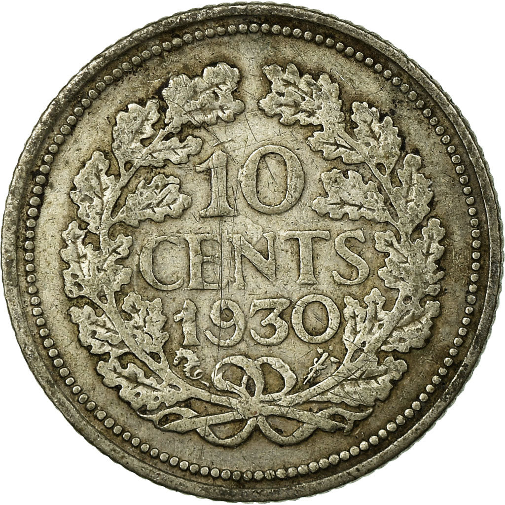 Coin, Netherlands, Wilhelmina I, 10 Cents, 1930, VF(30-35), Silver, KM:163