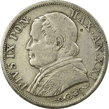 Coin, ITALIAN STATES, PAPAL STATES, Pius IX, Lira, 1866, EF(40-45), Silver