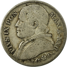 Moneta, STATI ITALIANI, PAPAL STATES, Pius IX, 2 Lire, 1867, MB, Argento