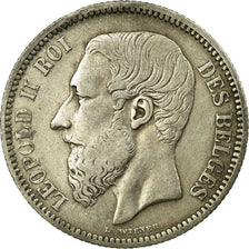 Coin, Belgium, Leopold II, 2 Francs, 2 Frank, 1866, EF(40-45), Silver, KM:30.1