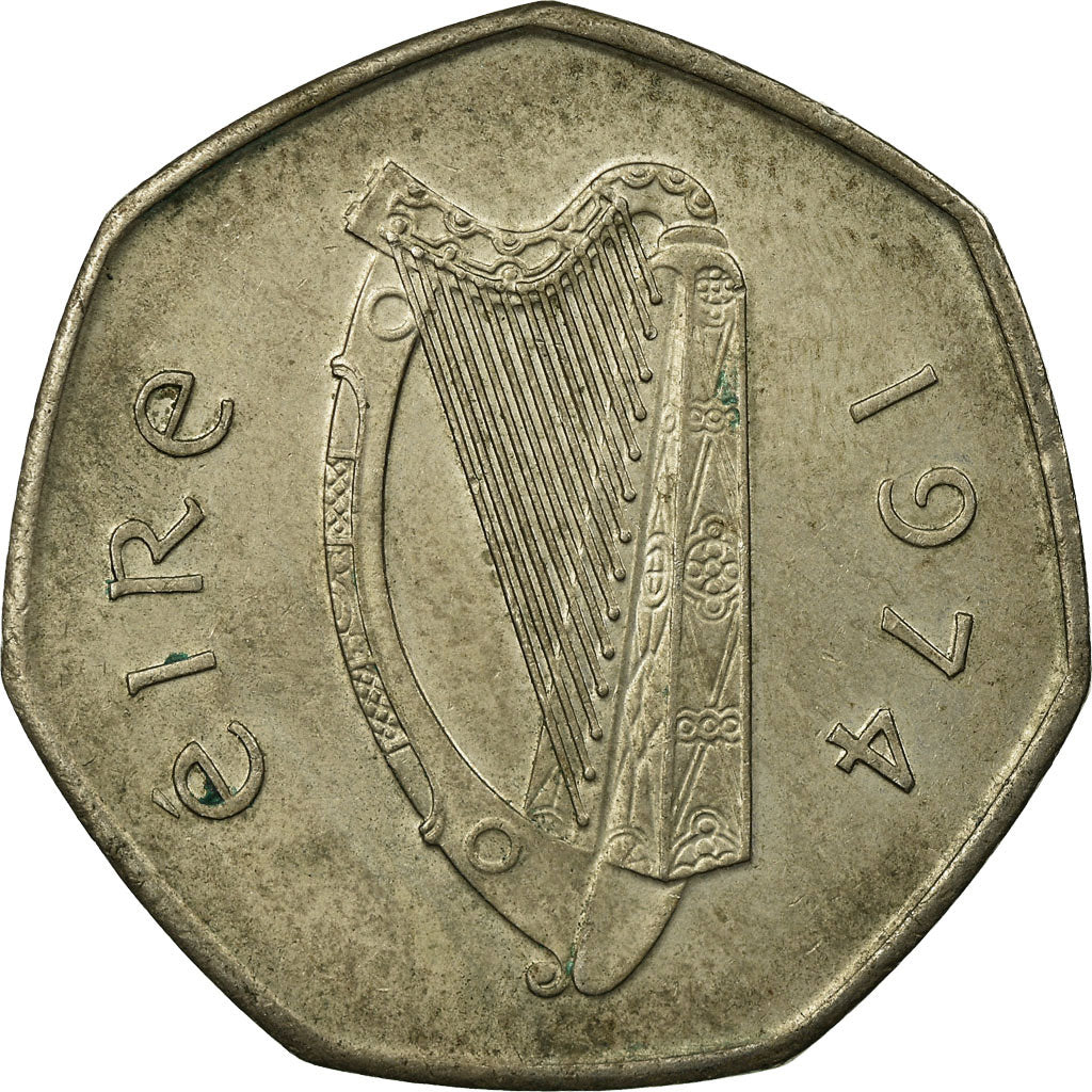Coin, IRELAND REPUBLIC, 50 Pence, 1974, EF(40-45), Copper-nickel, KM:24