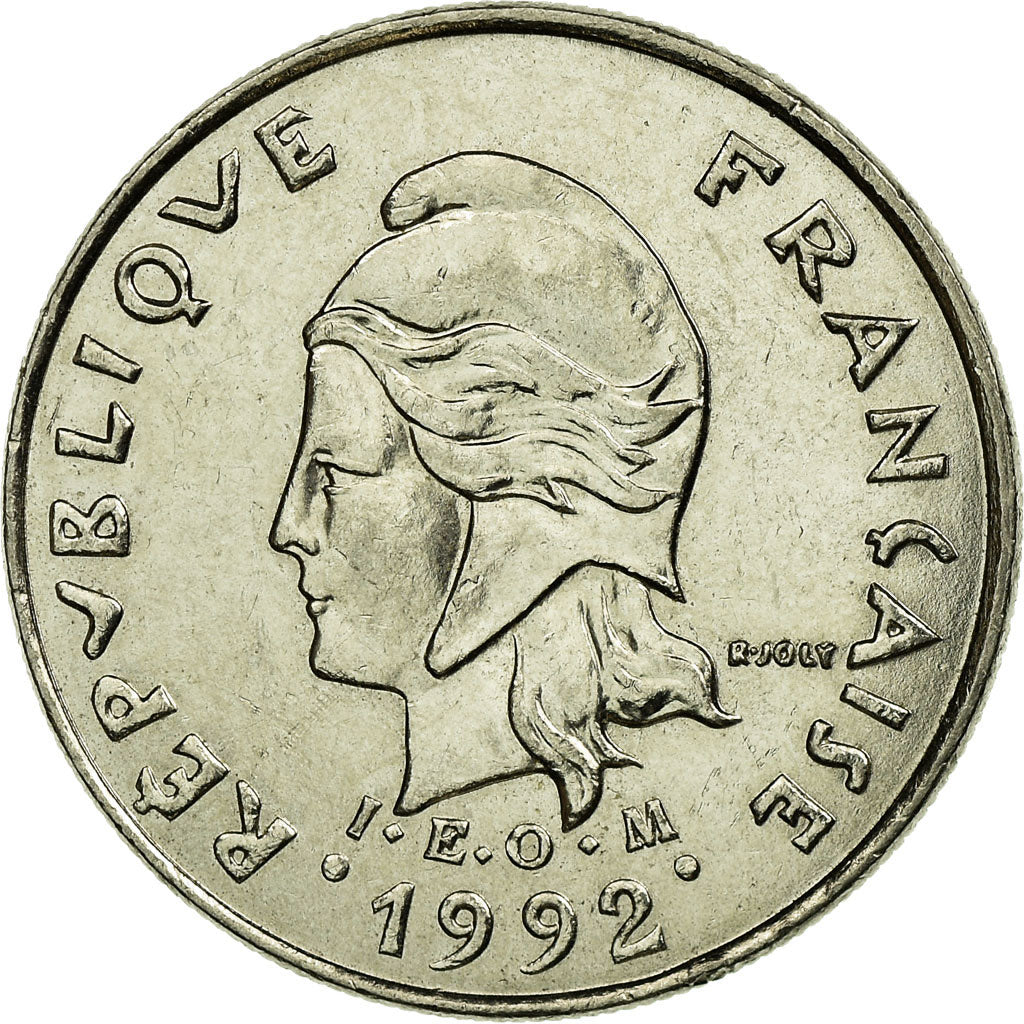 Moneda, Polinesia francesa, 10 Francs, 1992, Paris, MBC, Níquel, KM:8
