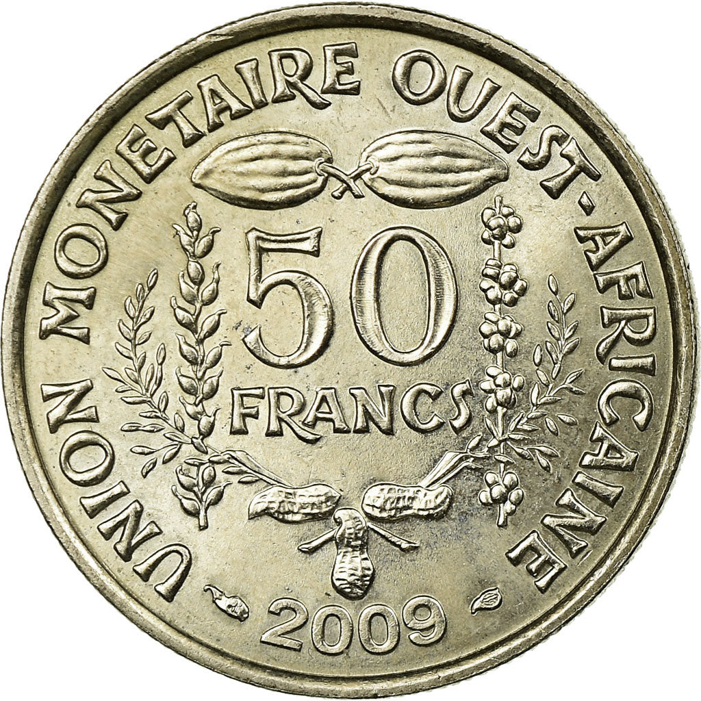 Moneda, Estados del África Occidental, 50 Francs, 2009, MBC, Cobre - níquel