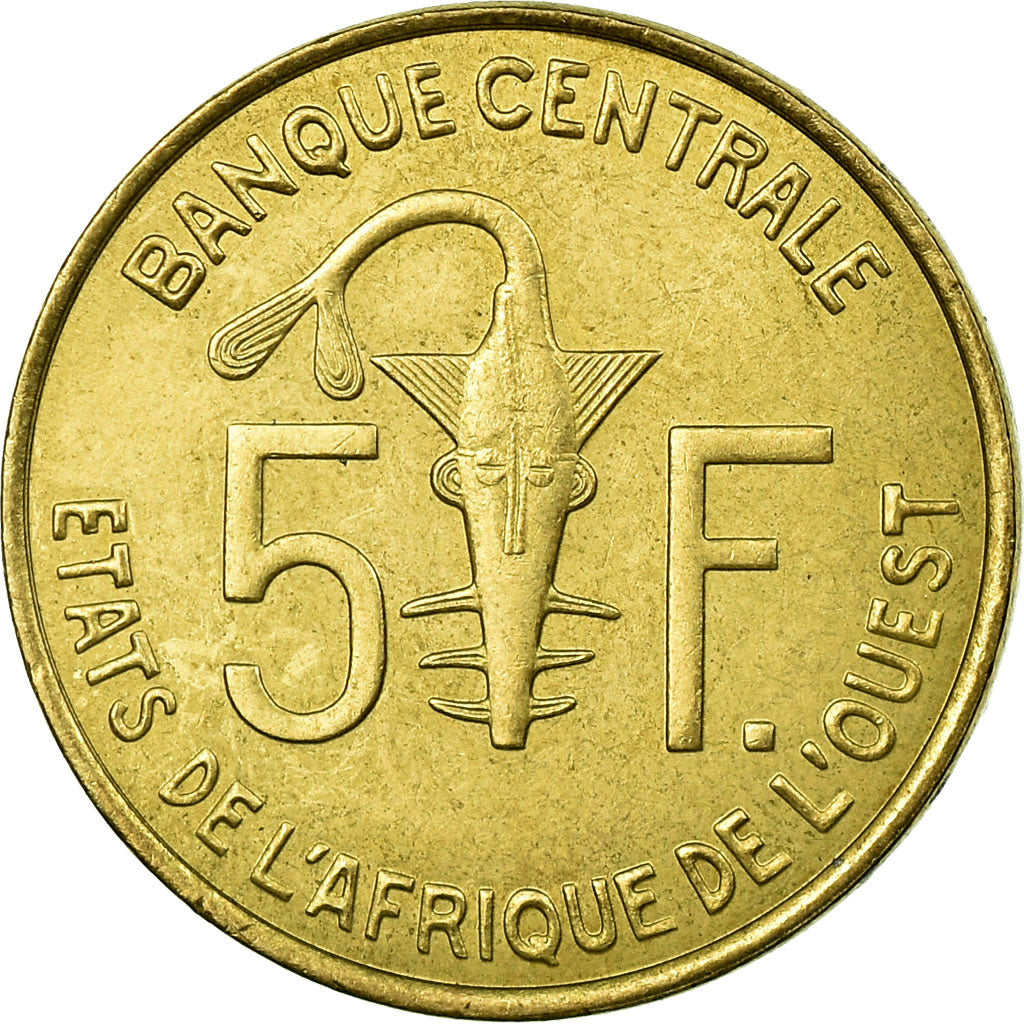 Coin, West African States, 5 Francs, 2008, EF(40-45), Aluminum-Nickel-Bronze