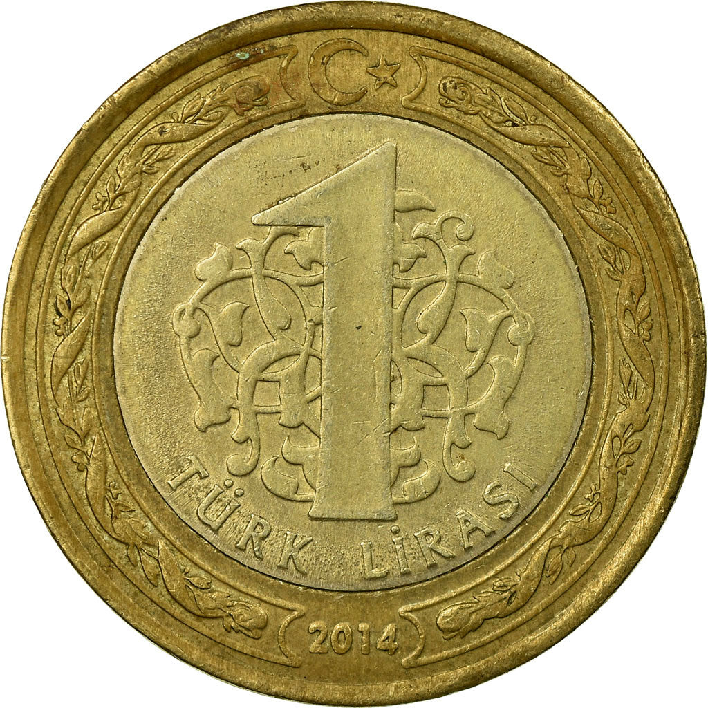 Moeda, Turquia, Lira, 2014, EF(40-45), Bimetálico