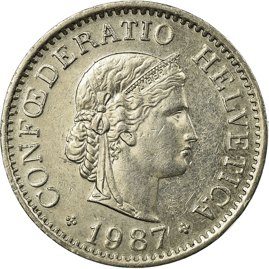 Coin, Switzerland, 10 Rappen, 1987, Bern, EF(40-45), Copper-nickel, KM:27