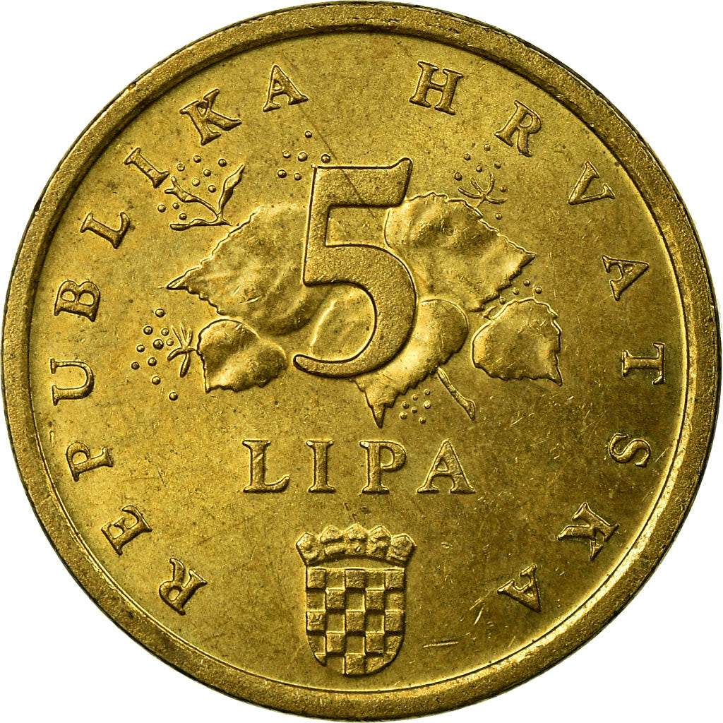 Coin, Croatia, 5 Lipa, 1995, EF(40-45), Brass plated steel, KM:5
