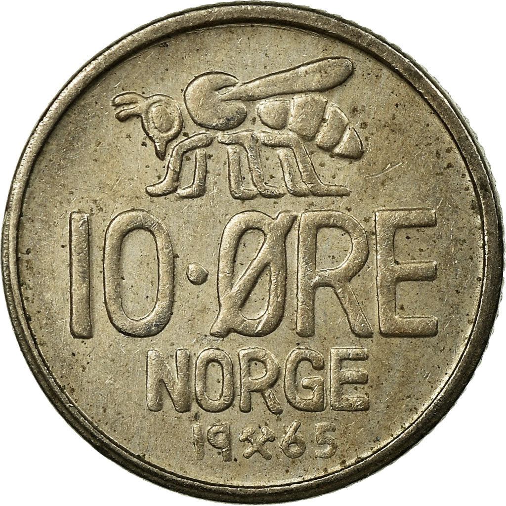 Monnaie, Norvège, Olav V, 10 Öre, 1965, TTB, Copper-nickel, KM:411