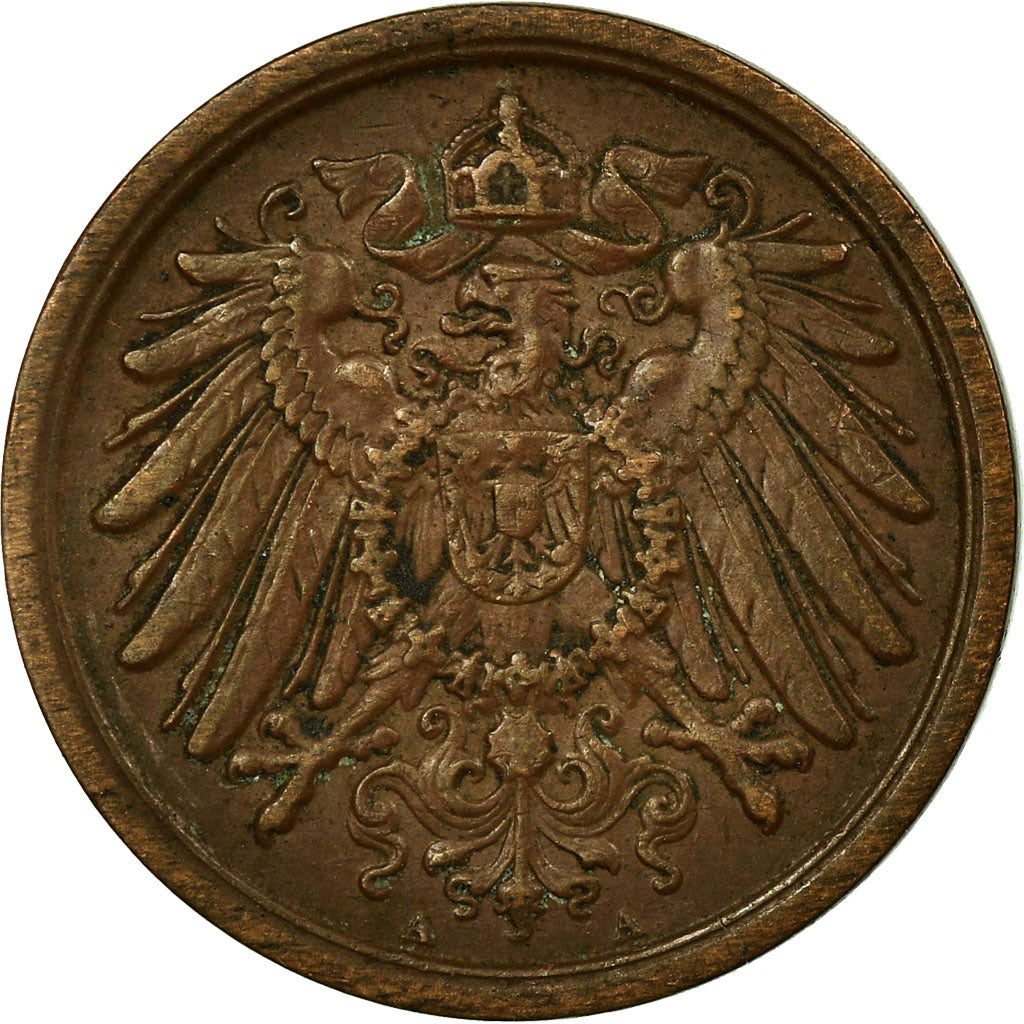 Coin, GERMANY - EMPIRE, Wilhelm II, 2 Pfennig, 1910, Berlin, VF(30-35), Copper