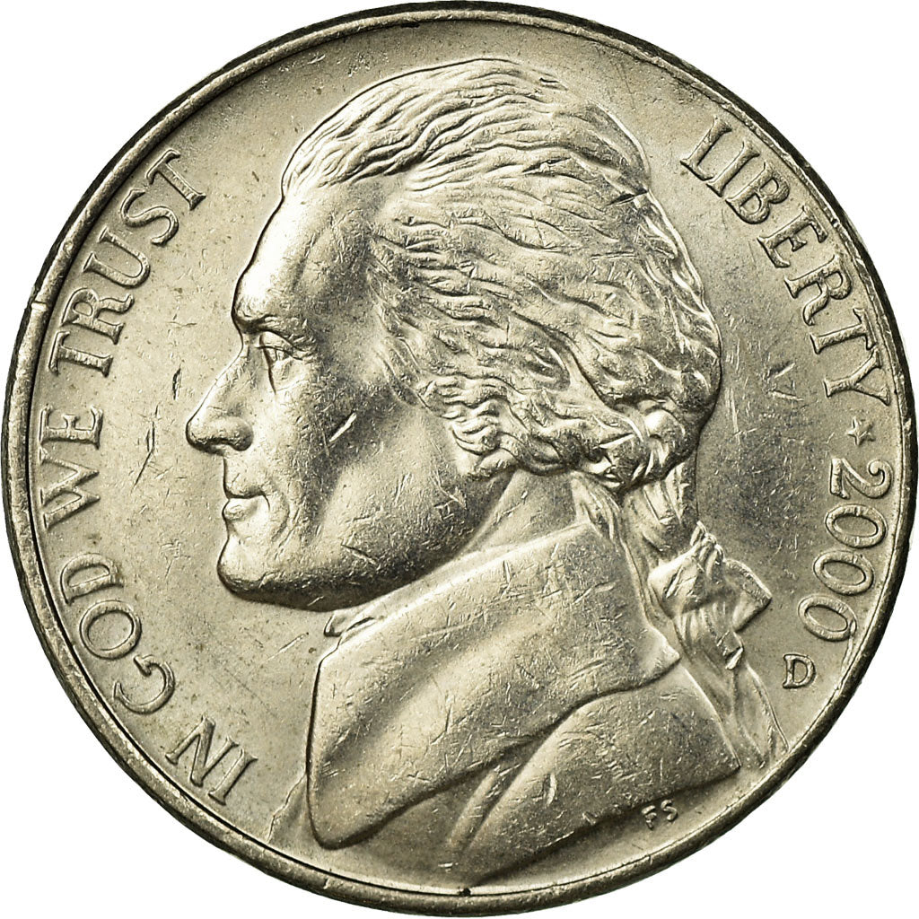 Moneda, Estados Unidos, Jefferson Nickel, 5 Cents, 2000, U.S. Mint, Denver, MBC