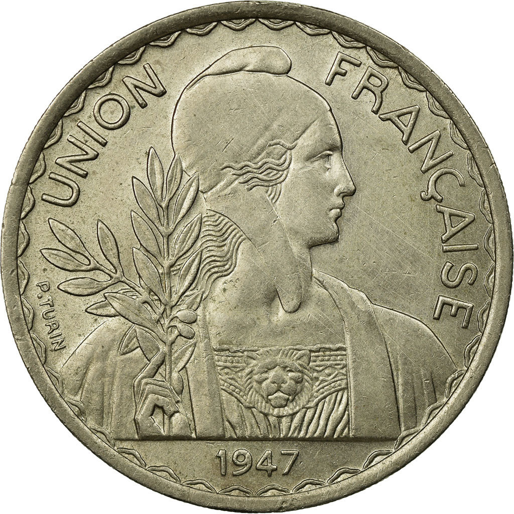 Moeda, INDOCHINA FRANCESA, Piastre, 1947, Paris, AU(55-58), Cobre-níquel