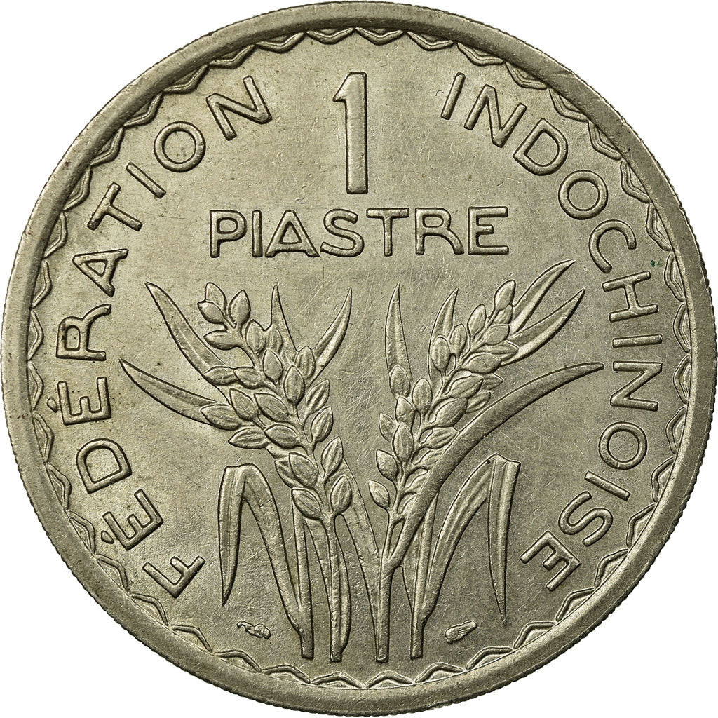 Moeda, INDOCHINA FRANCESA, Piastre, 1947, Paris, AU(55-58), Cobre-níquel