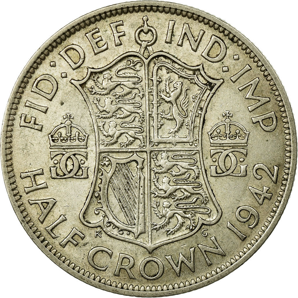 Coin, Great Britain, George VI, 1/2 Crown, 1942, EF(40-45), Silver, KM:856