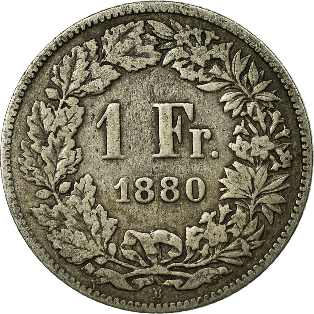 Coin, Switzerland, Franc, 1880, Bern, VF(20-25), Silver, KM:24