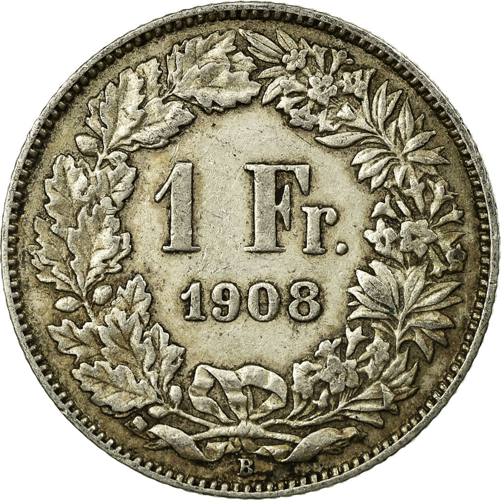 Coin, Switzerland, Franc, 1908, Bern, EF(40-45), Silver, KM:24