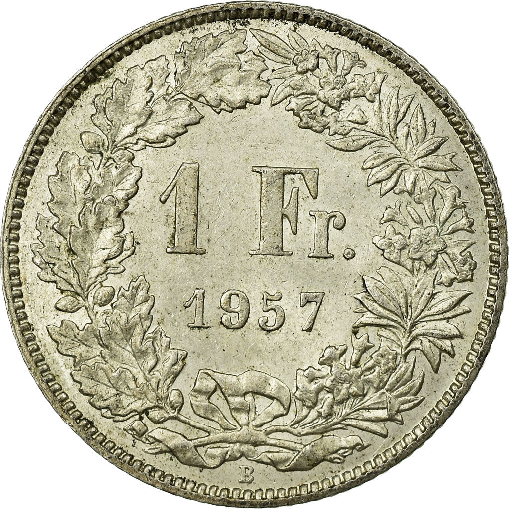 Coin, Switzerland, Franc, 1957, Bern, EF(40-45), Silver, KM:24