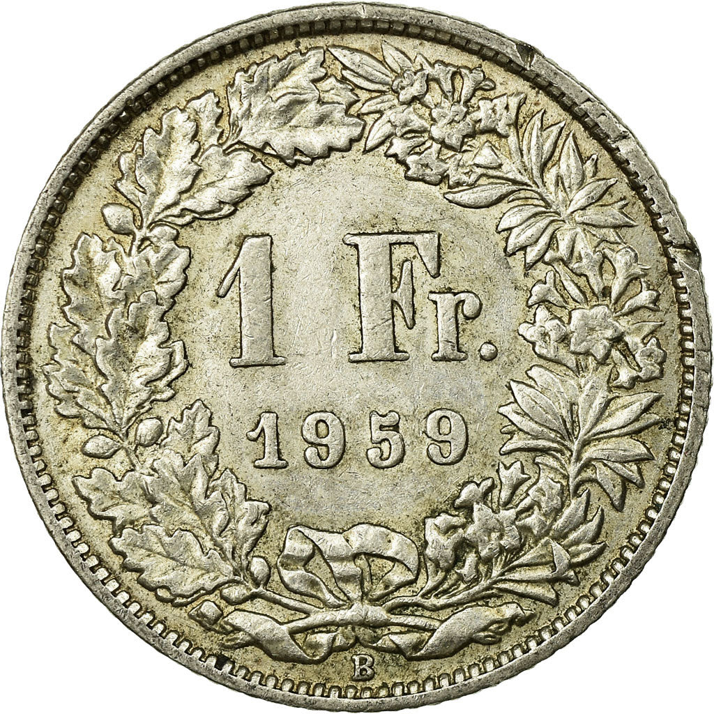 Coin, Switzerland, Franc, 1959, Bern, EF(40-45), Silver, KM:24