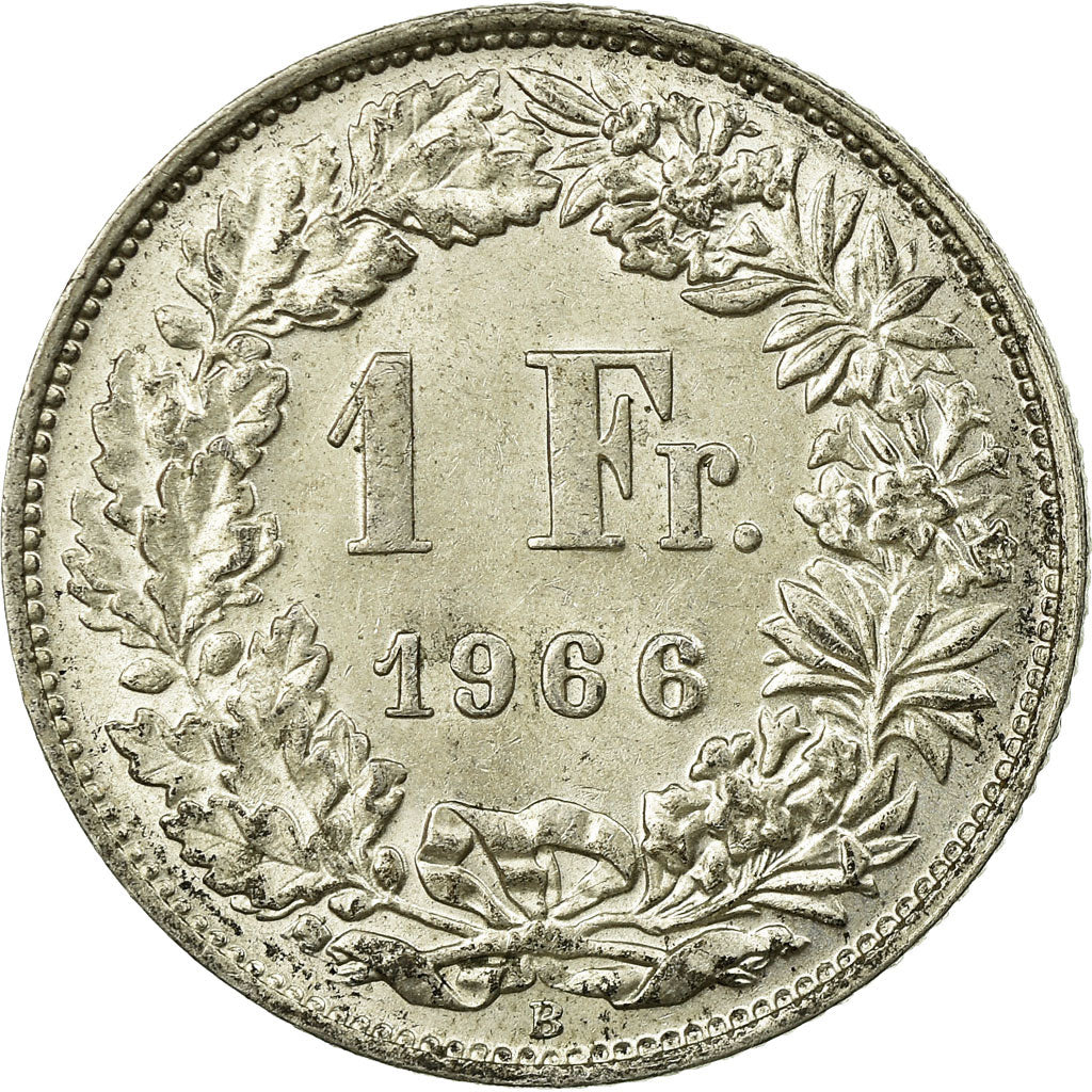 Coin, Switzerland, Franc, 1966, Bern, AU(55-58), Silver, KM:24