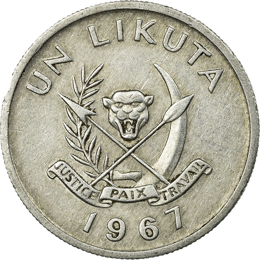 Monnaie, CONGO, DEMOCRATIC REPUBLIC, Likuta, 1967, Paris, TB+, Aluminium, KM:8