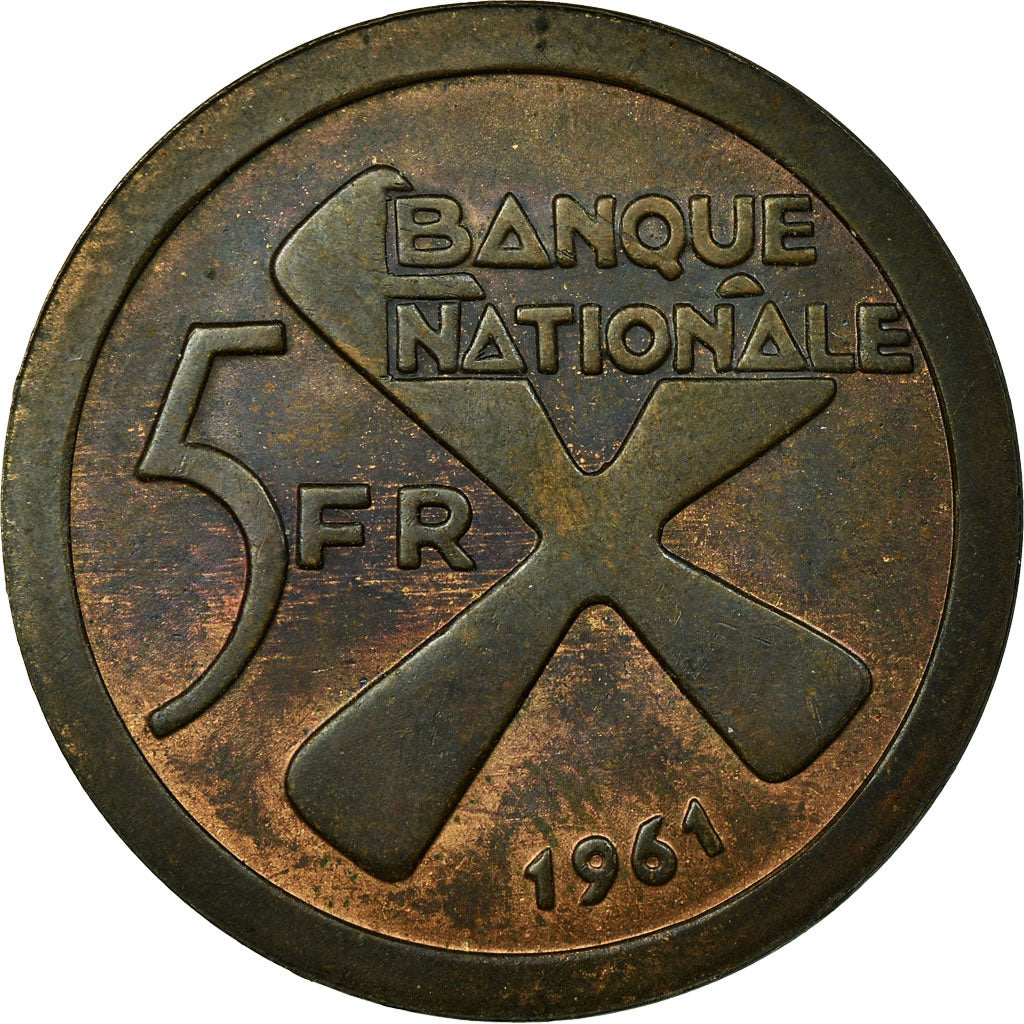Coin, Katanga, 5 Francs, 1961, EF(40-45), Bronze, KM:2