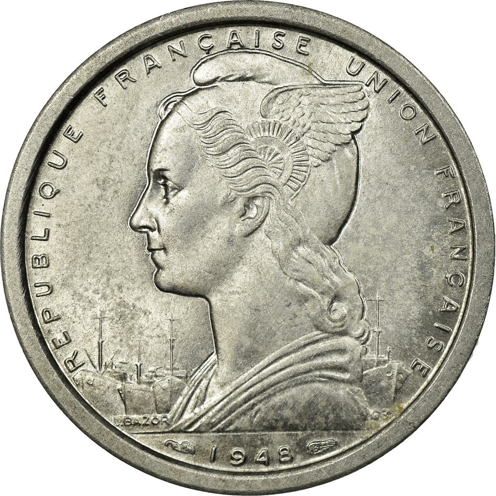 Coin, SAINT PIERRE & MIQUELON, 2 Francs, 1948, Paris, AU(55-58), Aluminum, KM:2