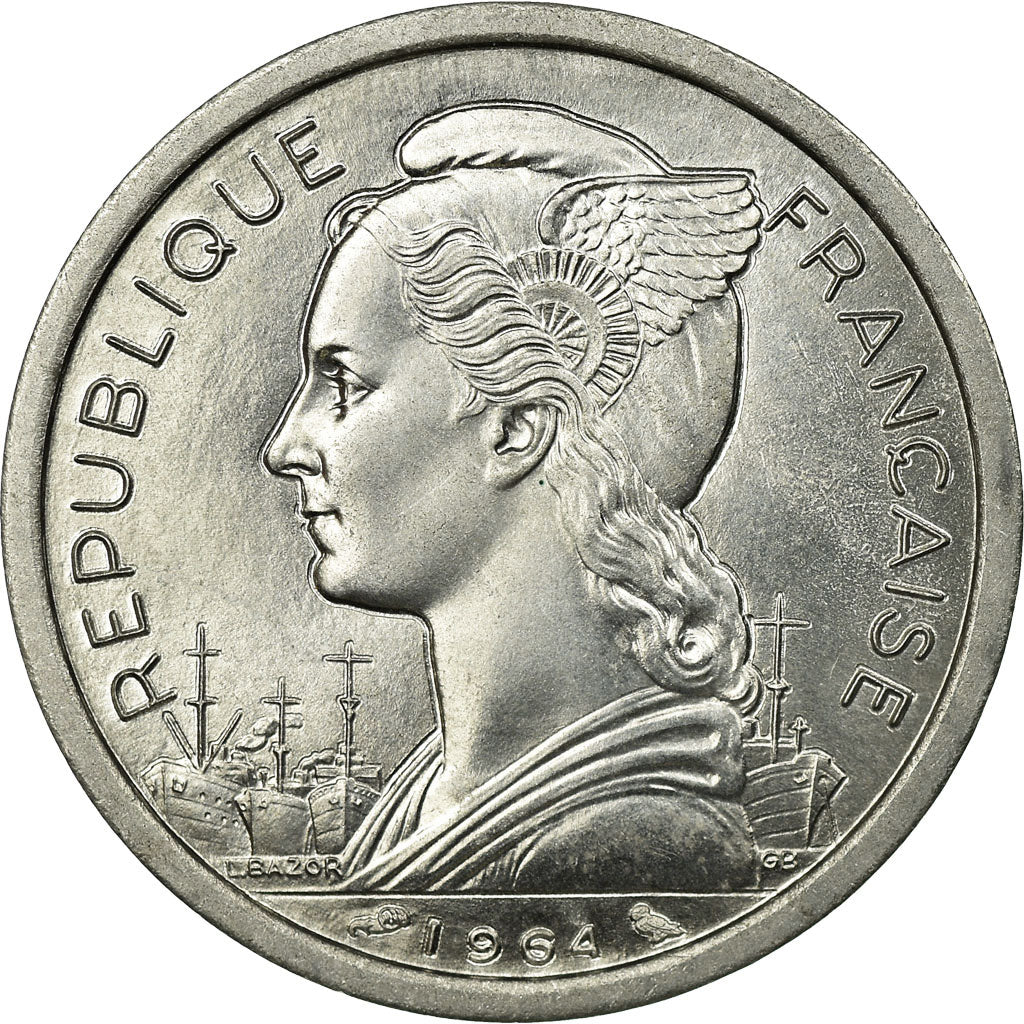 Coin, Comoros, 2 Francs, 1964, Paris, AU(55-58), Aluminum, KM:5
