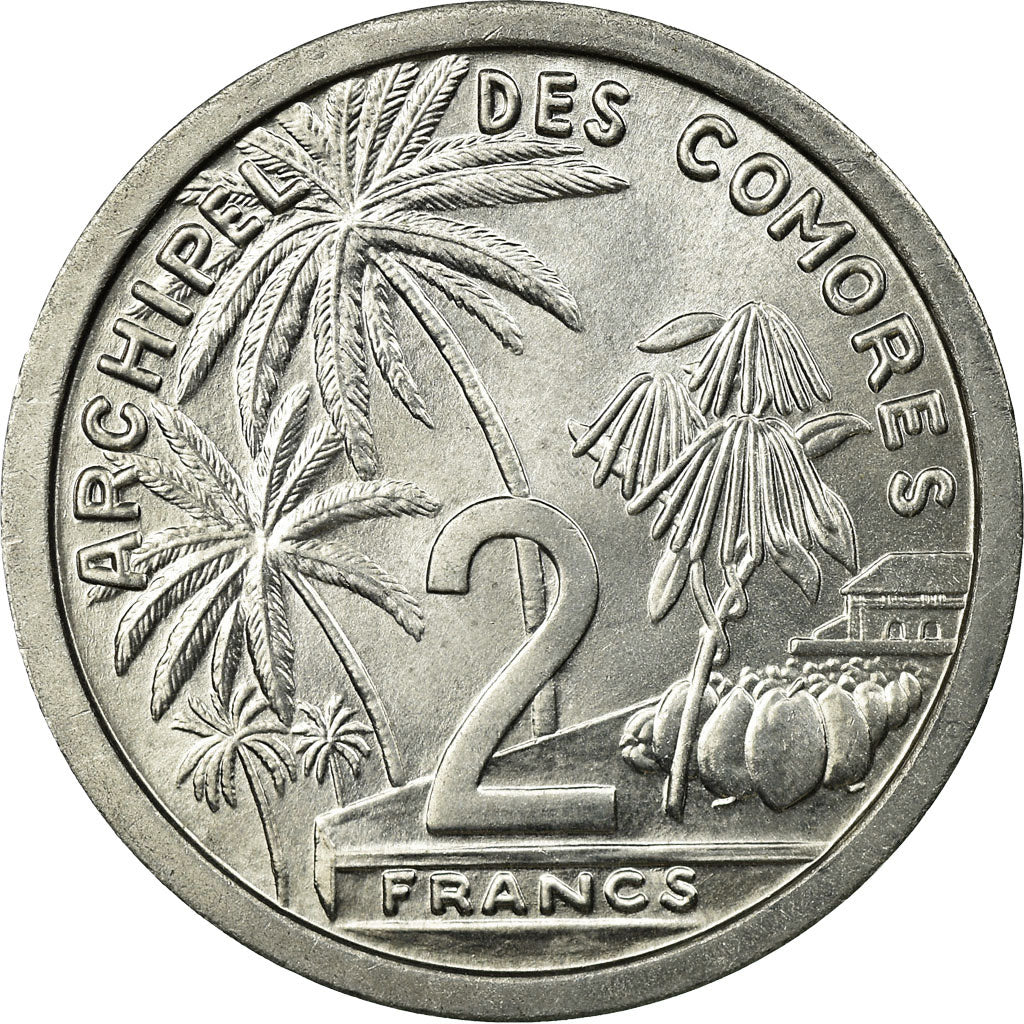 Coin, Comoros, 2 Francs, 1964, Paris, AU(55-58), Aluminum, KM:5