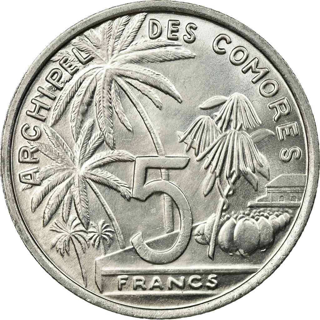 Coin, Comoros, 5 Francs, 1964, Paris, AU(55-58), Aluminum, KM:6