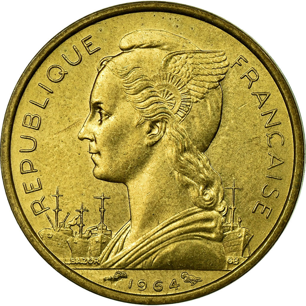 Coin, Comoros, 10 Francs, 1964, Paris, AU(55-58), Aluminum-Bronze, KM:7