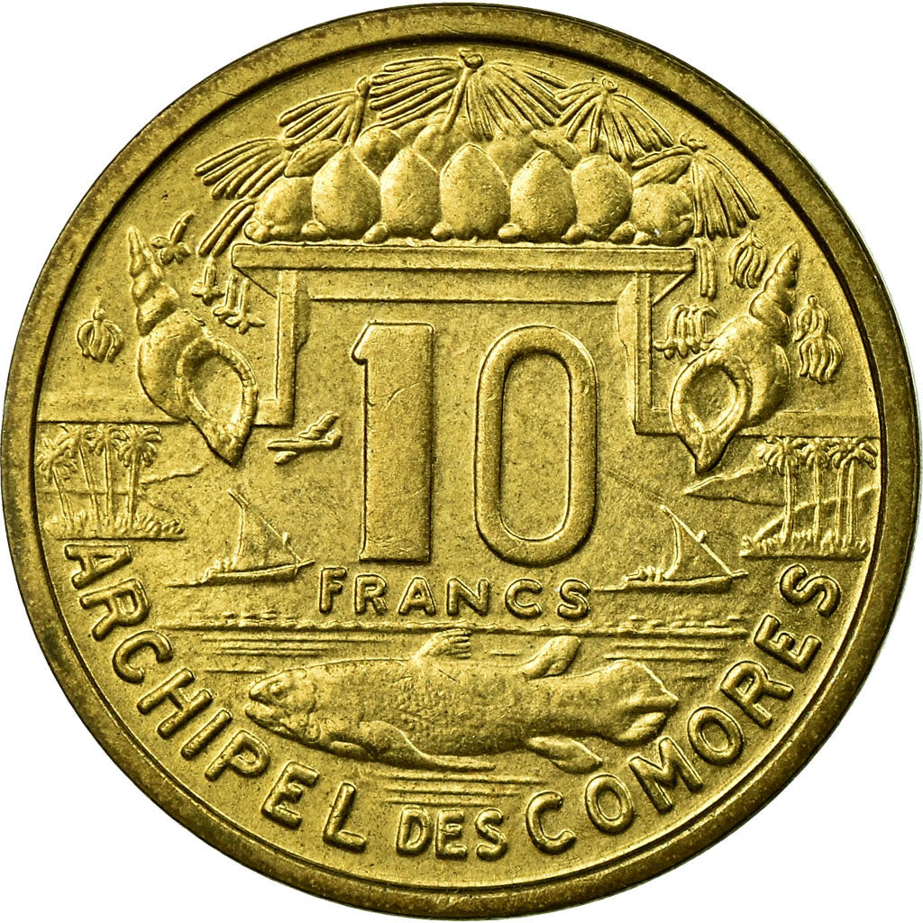 Coin, Comoros, 10 Francs, 1964, Paris, AU(55-58), Aluminum-Bronze, KM:7