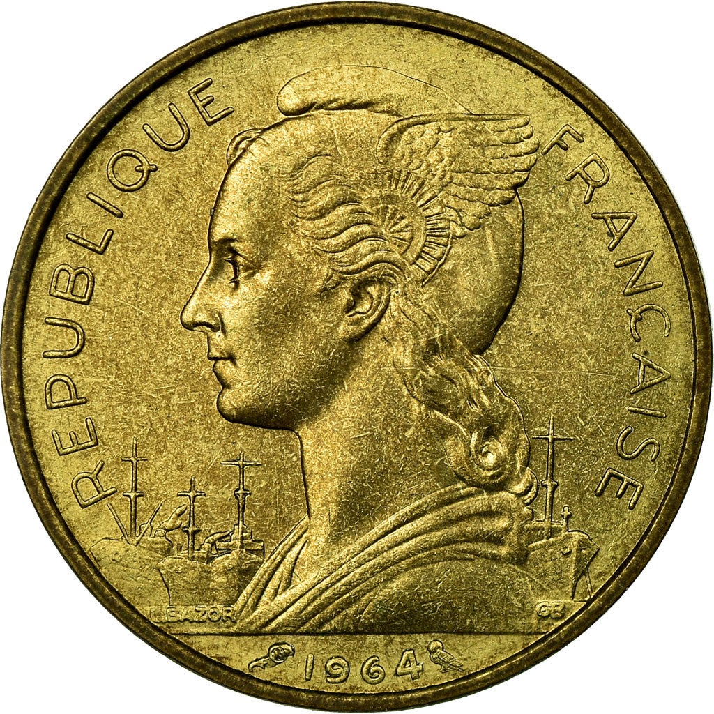 Coin, Comoros, 20 Francs, 1964, Paris, AU(55-58), Aluminum-Bronze, KM:8