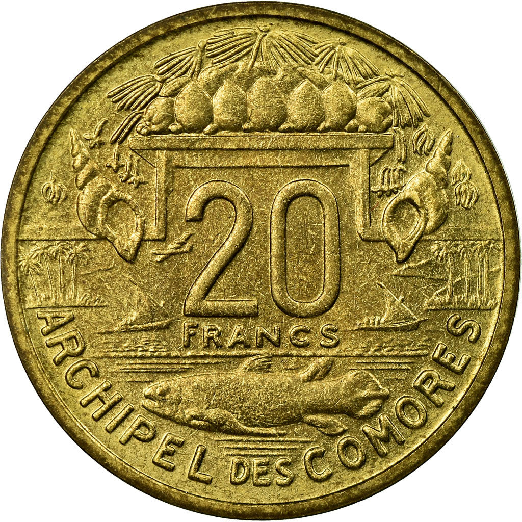 Coin, Comoros, 20 Francs, 1964, Paris, AU(55-58), Aluminum-Bronze, KM:8