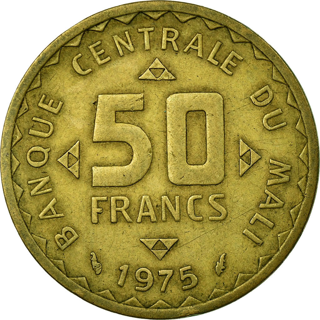 Coin, Mali, 50 Francs, 1975, Paris, EF(40-45), Nickel-brass, KM:9