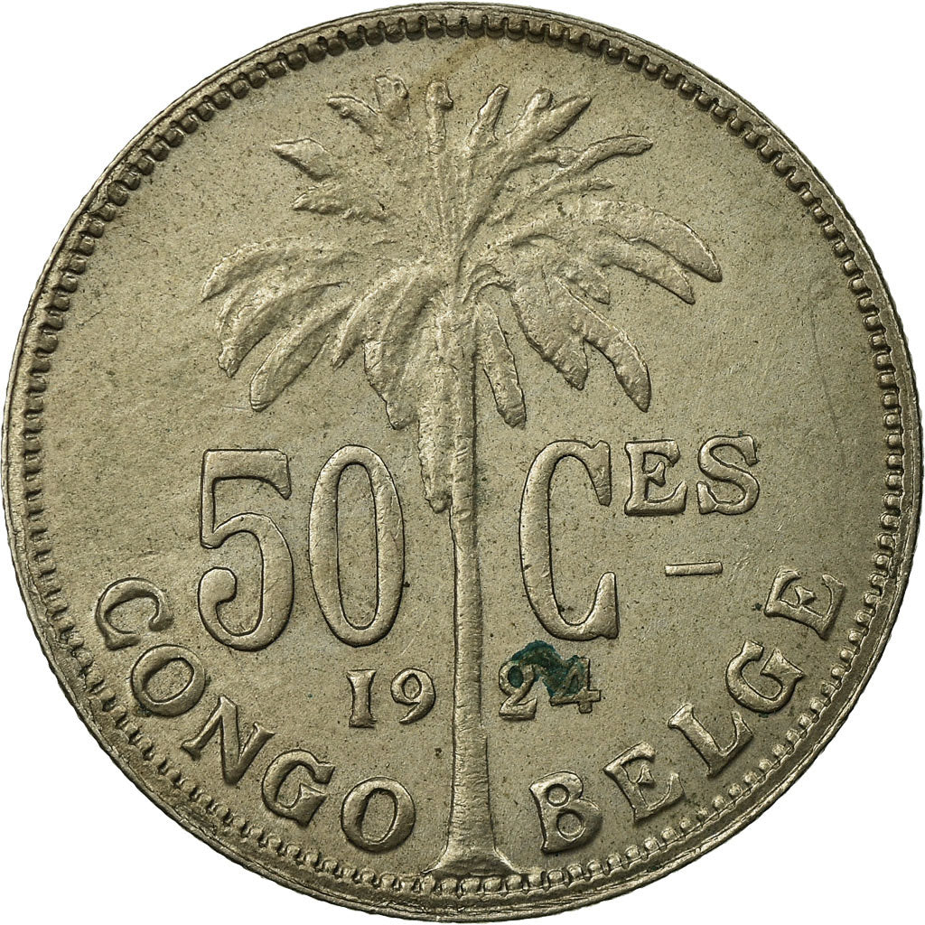Coin, Belgian Congo, 50 Centimes, 1924, EF(40-45), Copper-nickel, KM:22