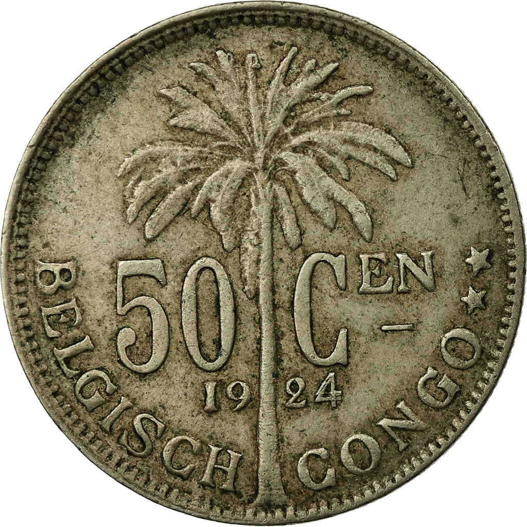 Coin, Belgian Congo, 50 Centimes, 1924, EF(40-45), Copper-nickel, KM:23