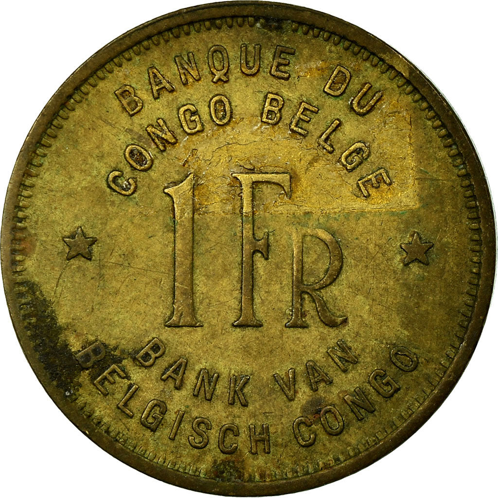 Coin, Belgian Congo, Franc, 1944, VF(30-35), Brass, KM:26