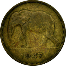 Coin, Belgian Congo, 5 Francs, 1947, EF(40-45), Brass, KM:29