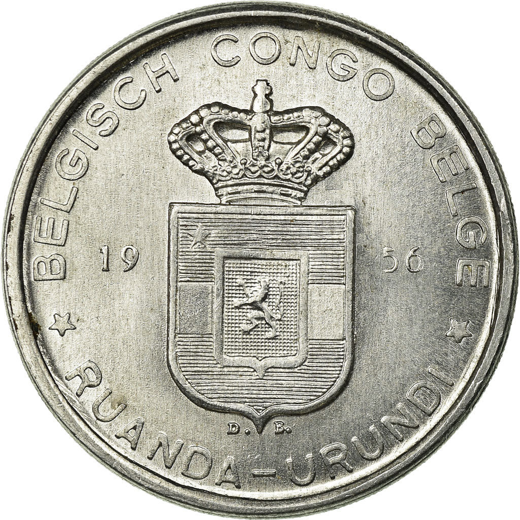 Moneta, Congo belga, RUANDA-URUNDI, 5 Francs, 1956, BB, Alluminio, KM:3