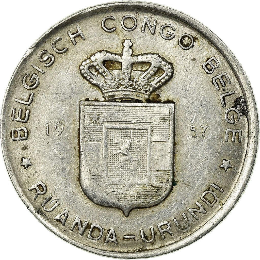 Coin, Belgian Congo, RUANDA-URUNDI, Franc, 1957, VF(30-35), Aluminum, KM:4
