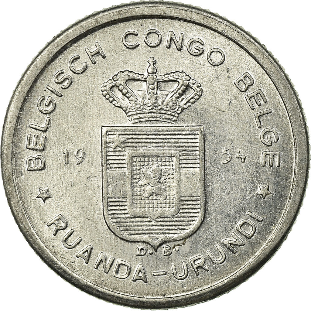 Coin, Belgian Congo, RUANDA-URUNDI, 50 Centimes, 1954, VF(30-35), Aluminum, KM:2