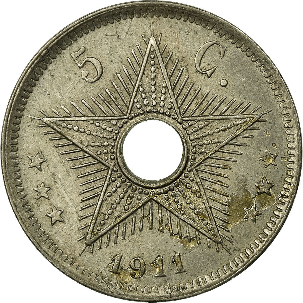 Coin, Belgian Congo, 5 Centimes, 1911, EF(40-45), Copper-nickel, KM:17