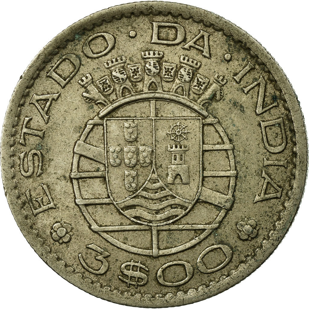 Monnaie, INDIA-PORTUGUESE, 3 Escudos, 1958, TTB, Copper-nickel, KM:34