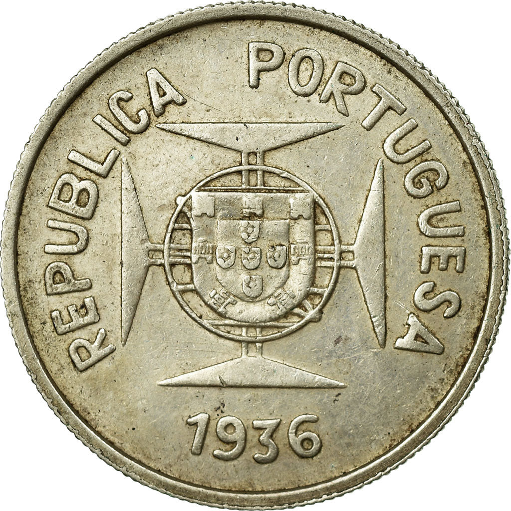 Coin, INDIA-PORTUGUESE, 1/2 Rupia, 1936, EF(40-45), Silver, KM:23