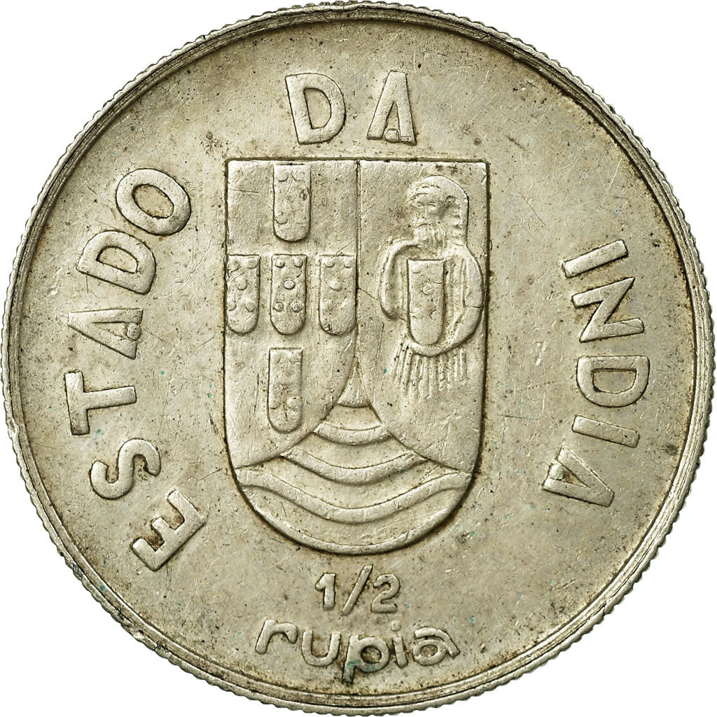 Coin, INDIA-PORTUGUESE, 1/2 Rupia, 1936, EF(40-45), Silver, KM:23